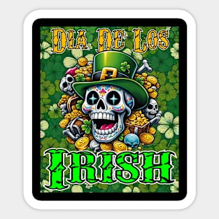 St. Patrick's Day - Dia de los Irish (Shamrock Background) Sticker